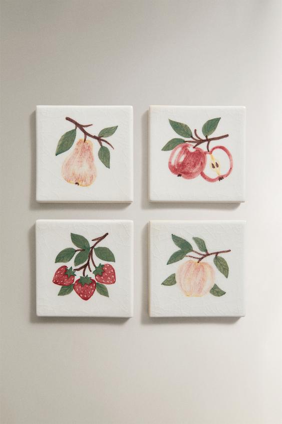 PACK POSAVASOS GRES FRUTAS (PACK DE 4) - Verde de Zara - Imagen 0