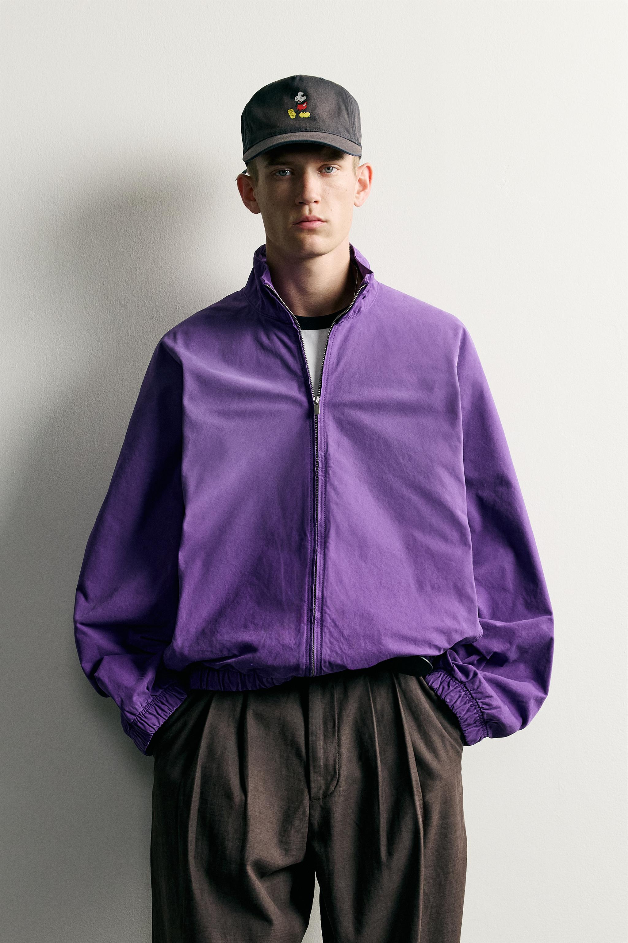 WASHED RELAXED FIT JACKET - Purple | ZARA United States