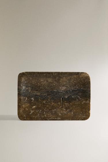 صحن صابون للحمام بمظهر رخامي - بني /أخضر الخاص بـ Zara