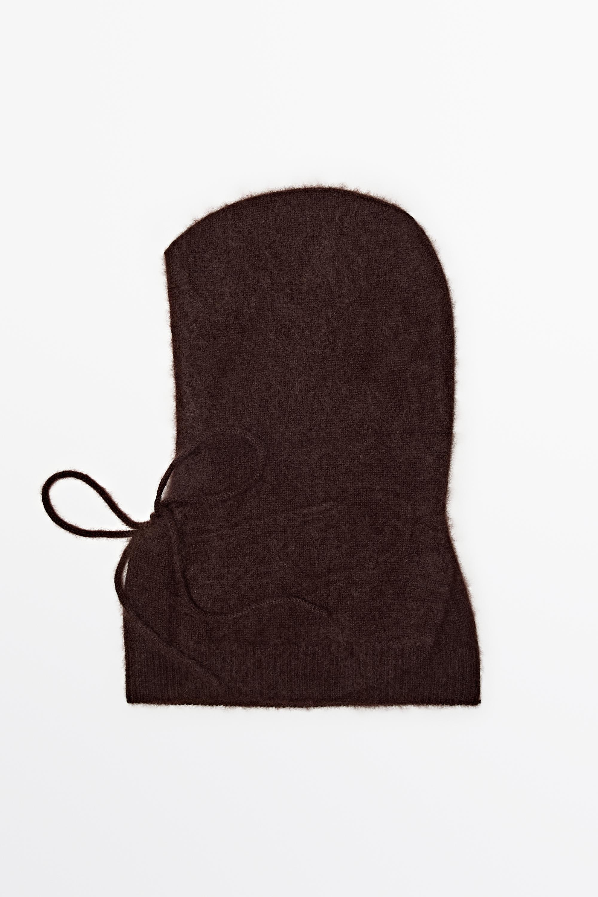Cagoule en maille 100 % cachemire à lien de resserrage