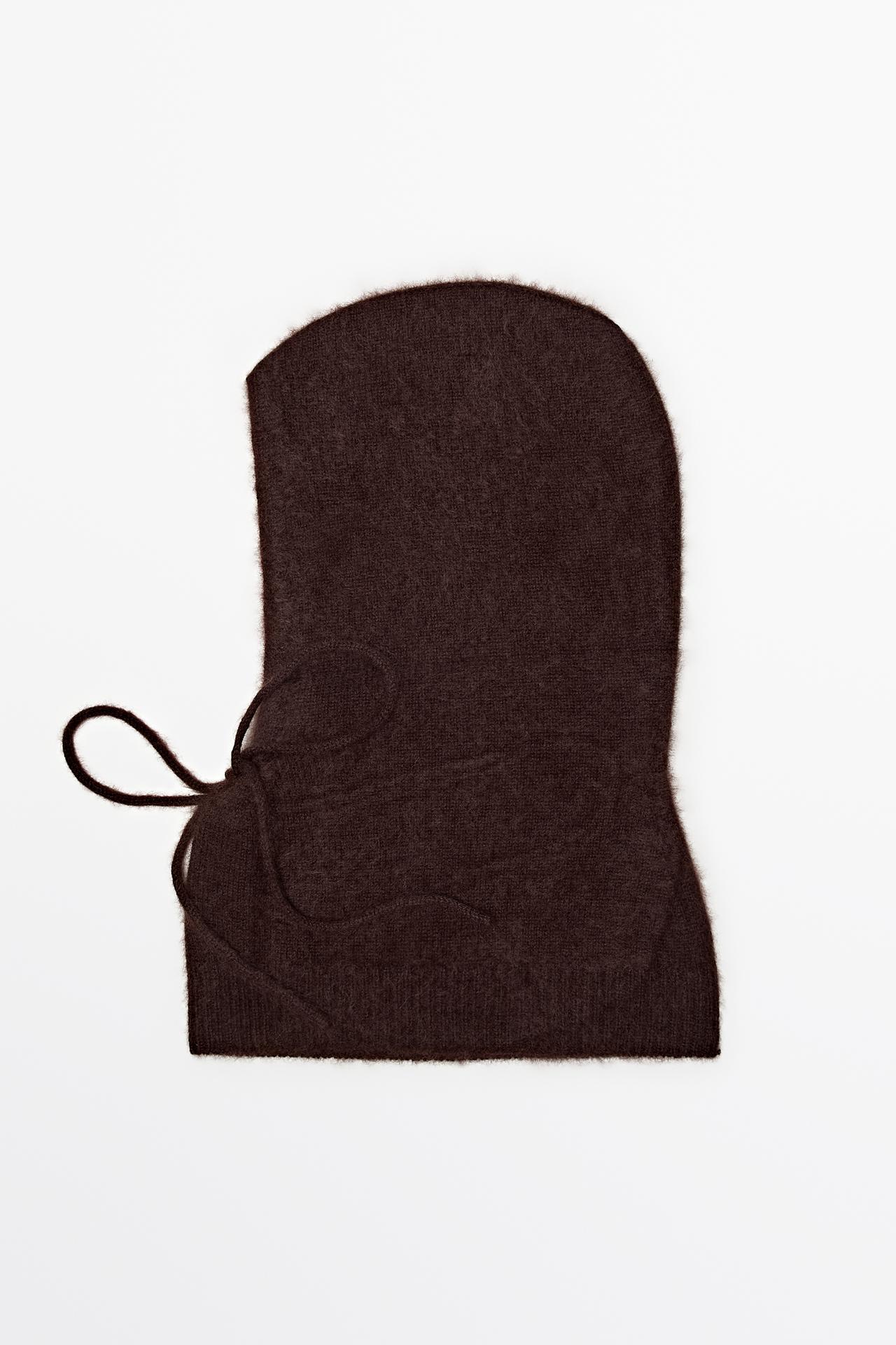 100% cashmere drawstring knit balaclava — Eggplant