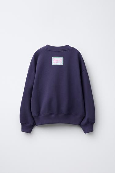 SWEATSHIRT WITH EMBROIDERED SLOGAN - Bluish by Zara - Image 1