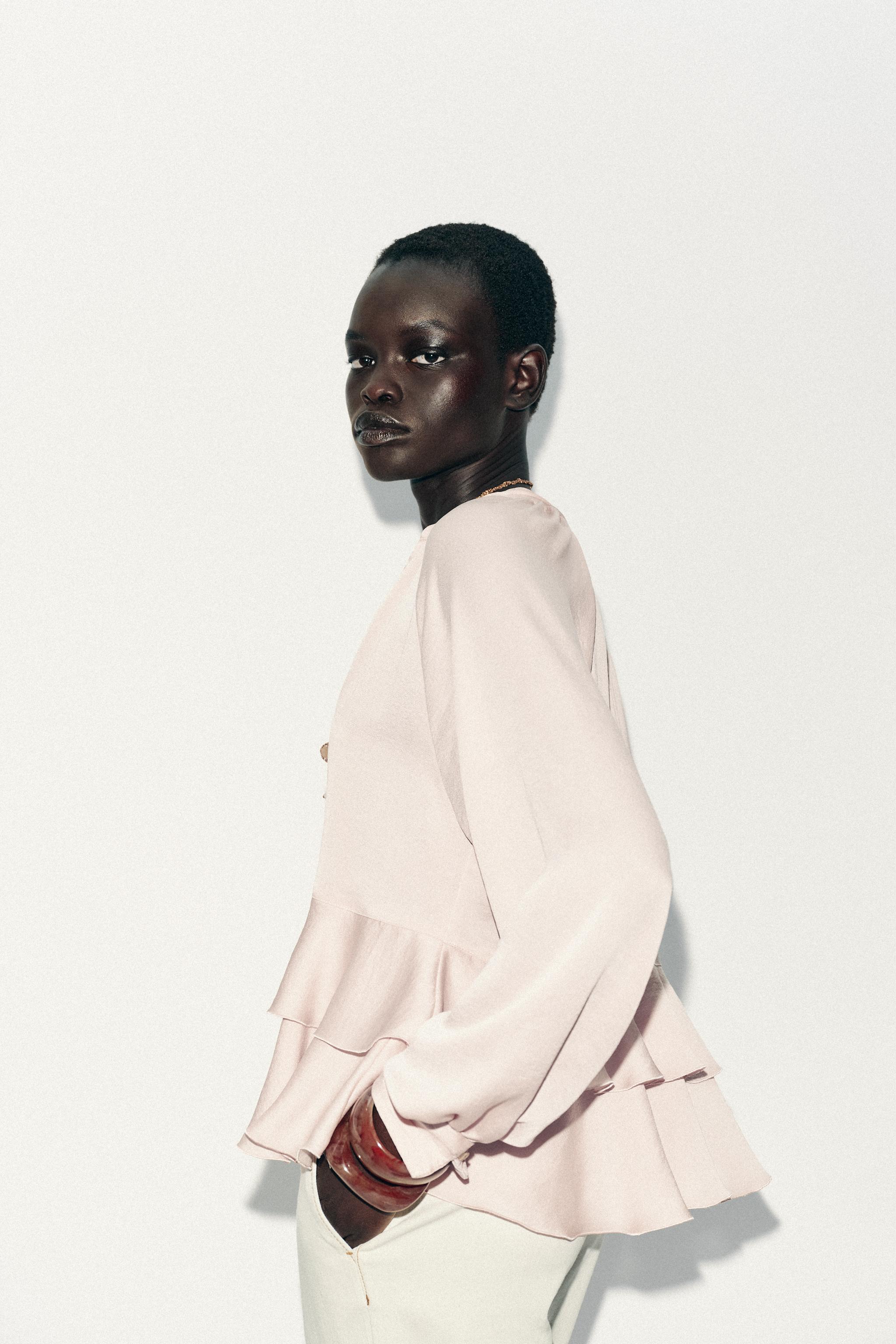 Zara プリーツフリルシャツ ZW COLLECTION フリルシャツ - ホワイト | ZARA Japan / 日本