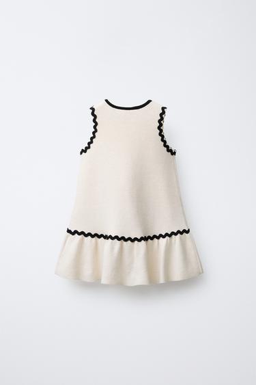 CONTRAST RICKRACK KNIT DRESS - Ecru by Zara - Image 1