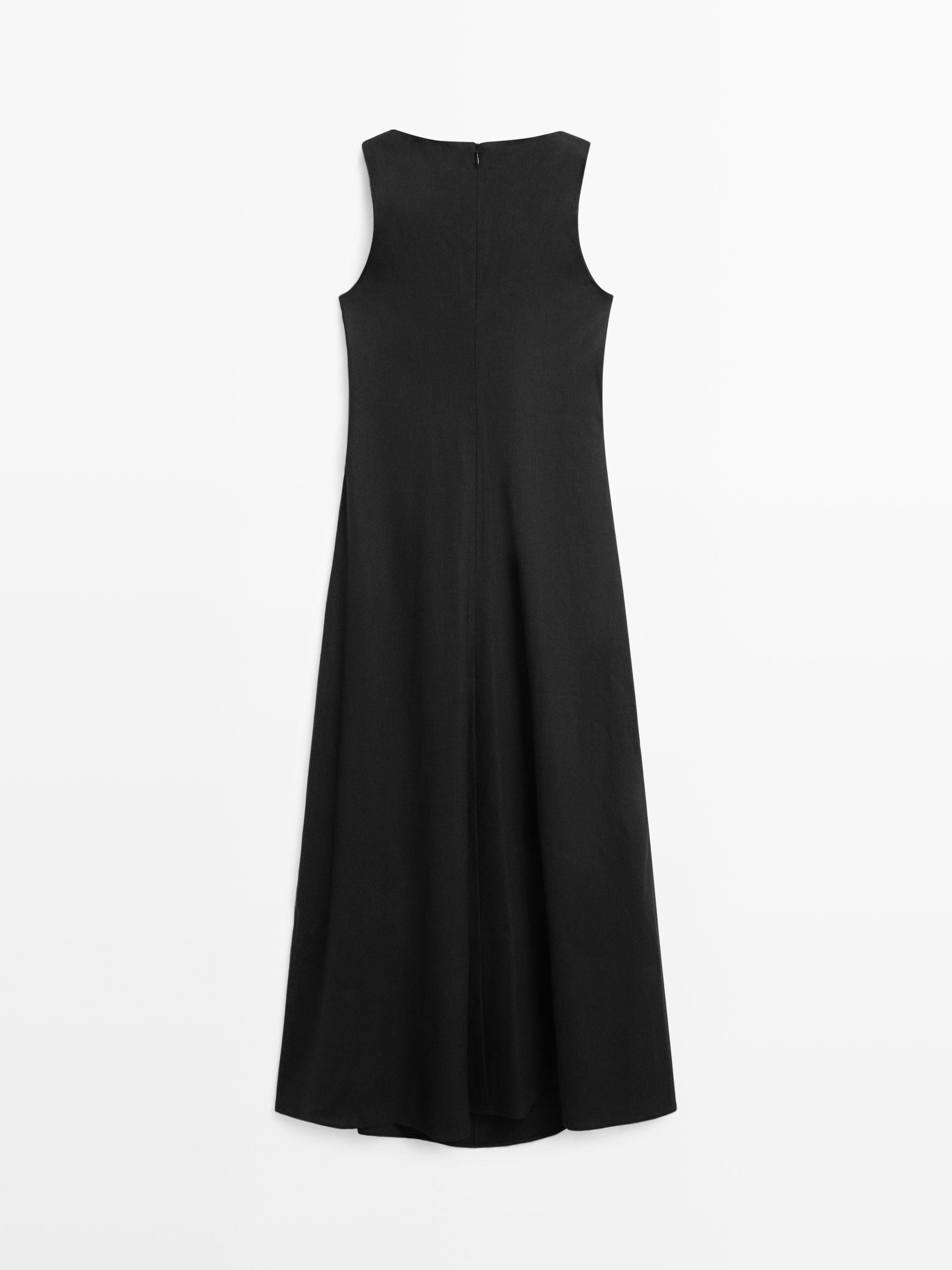 Long flowing linen blend dress