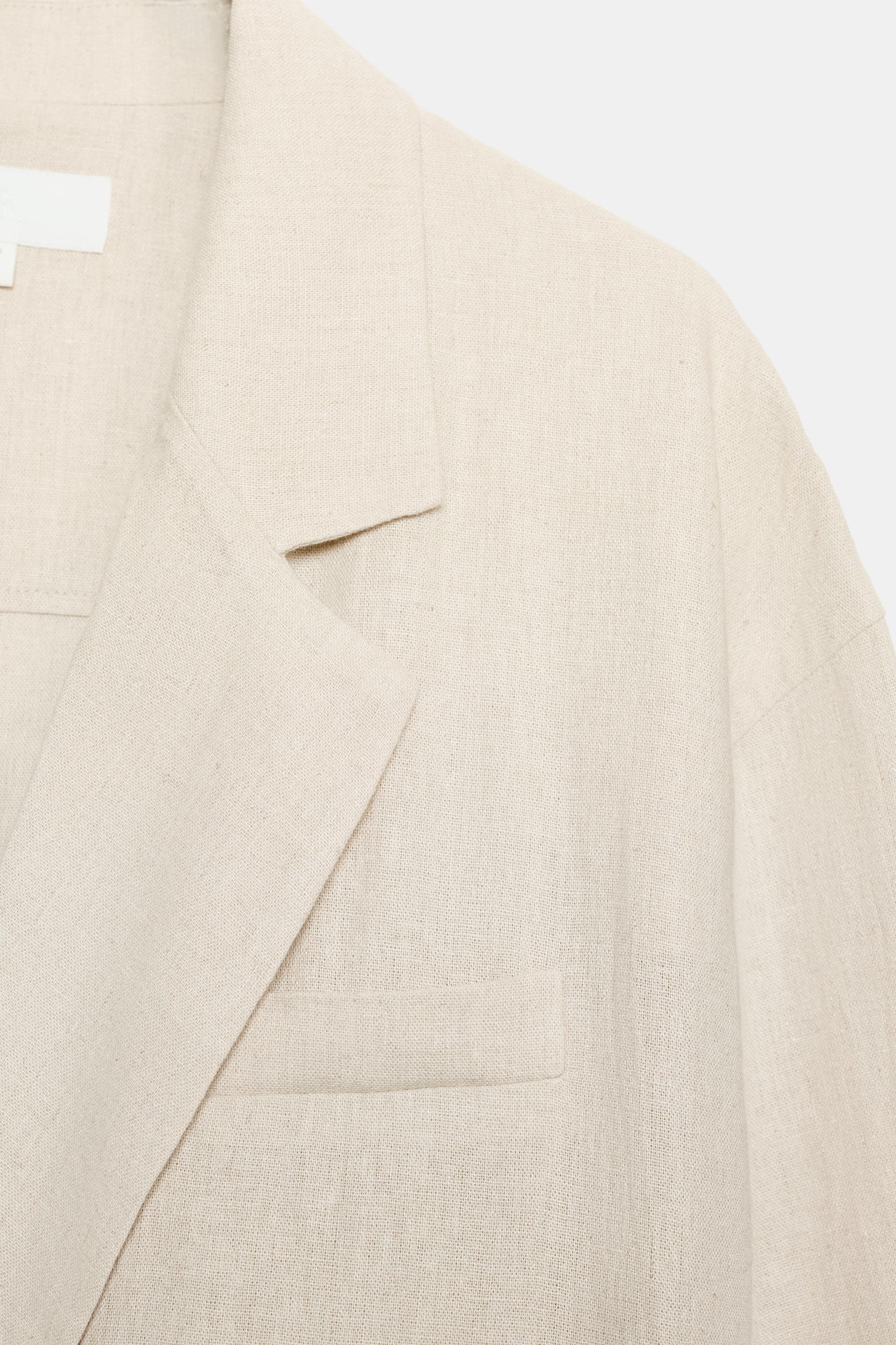 リネン混ダブルブレストブレザー - ライトベージュ | ZARA Japan / 日本