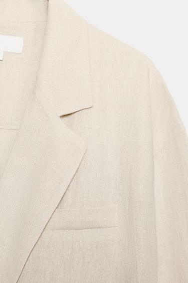 VESTE À BOUTONNAGE CROISÉ AVEC LIN - Beige clair de Zara - Image 9