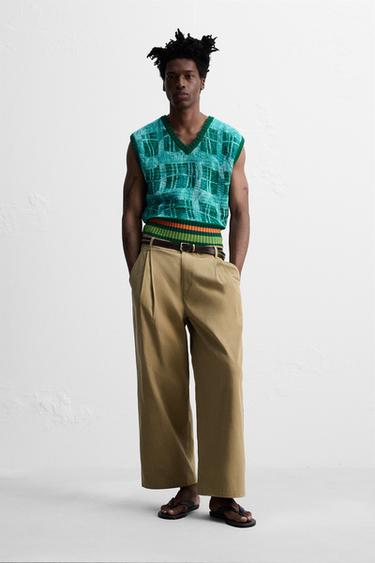 Zara PLEATED WIDE FIT PANTS - taupe brown - Image 0