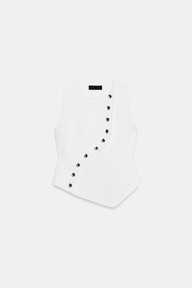 ASYMMETRIC KNIT TOP - White by Zara - Image 0