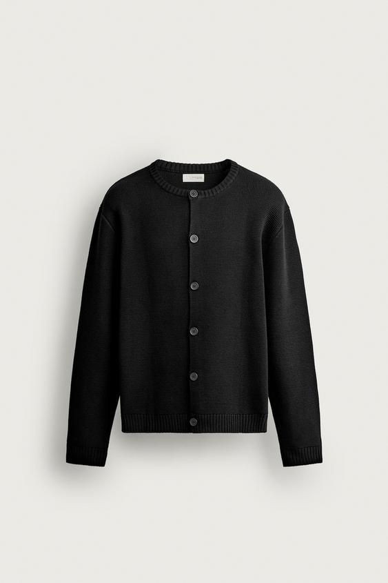 Zara 標準剪裁開襟衫 - 黑色 - 圖片 0