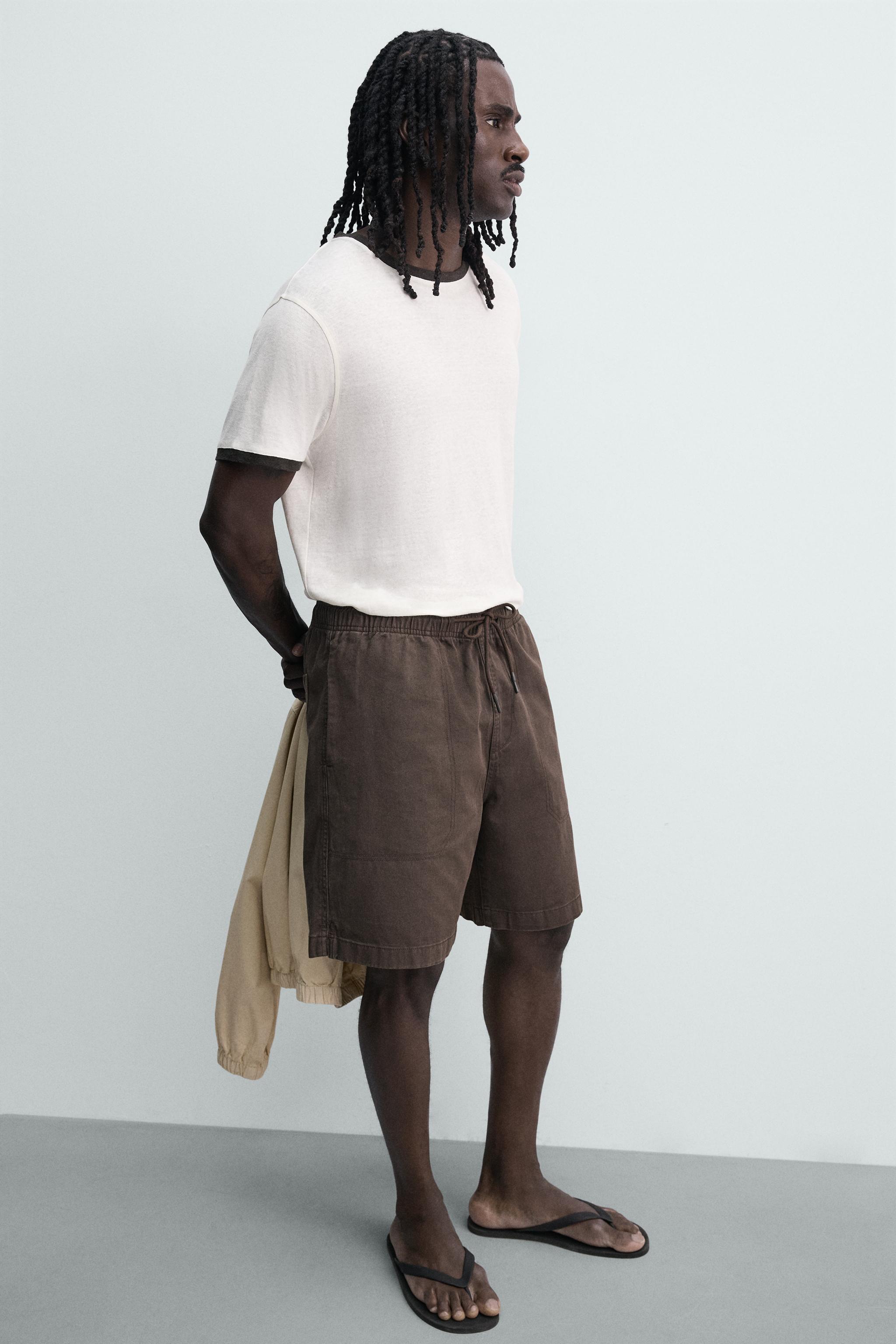 Zara YIKAMALI RELAXED FIT BERMUDA görsel 6