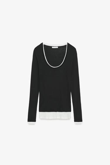 DOUBLE EFFECT T-SHIRT - Black by Zara