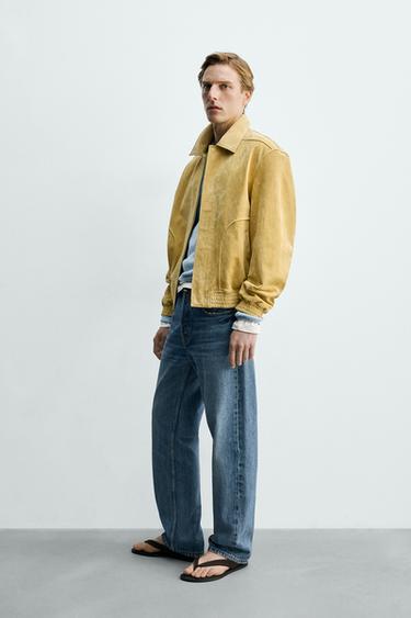 BLOUSON RELAXED EN DAIM - Jaune de Zara - Image 3