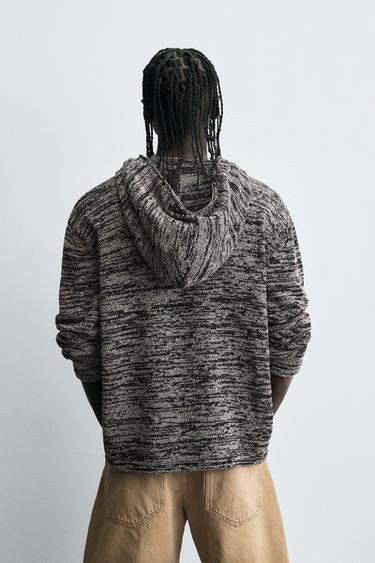 GILET EN MAILLE À CAPUCHE - Noir de Zara - Image 2