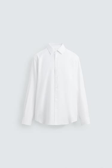 CAMISA REGULAR FIT ESTRUCTURA - Blanco de Zara - Imagen 0