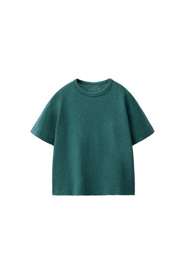 コットン＆リネンTシャツテールブルーZaraのコットン＆リネンTシャツ - テールブルー 