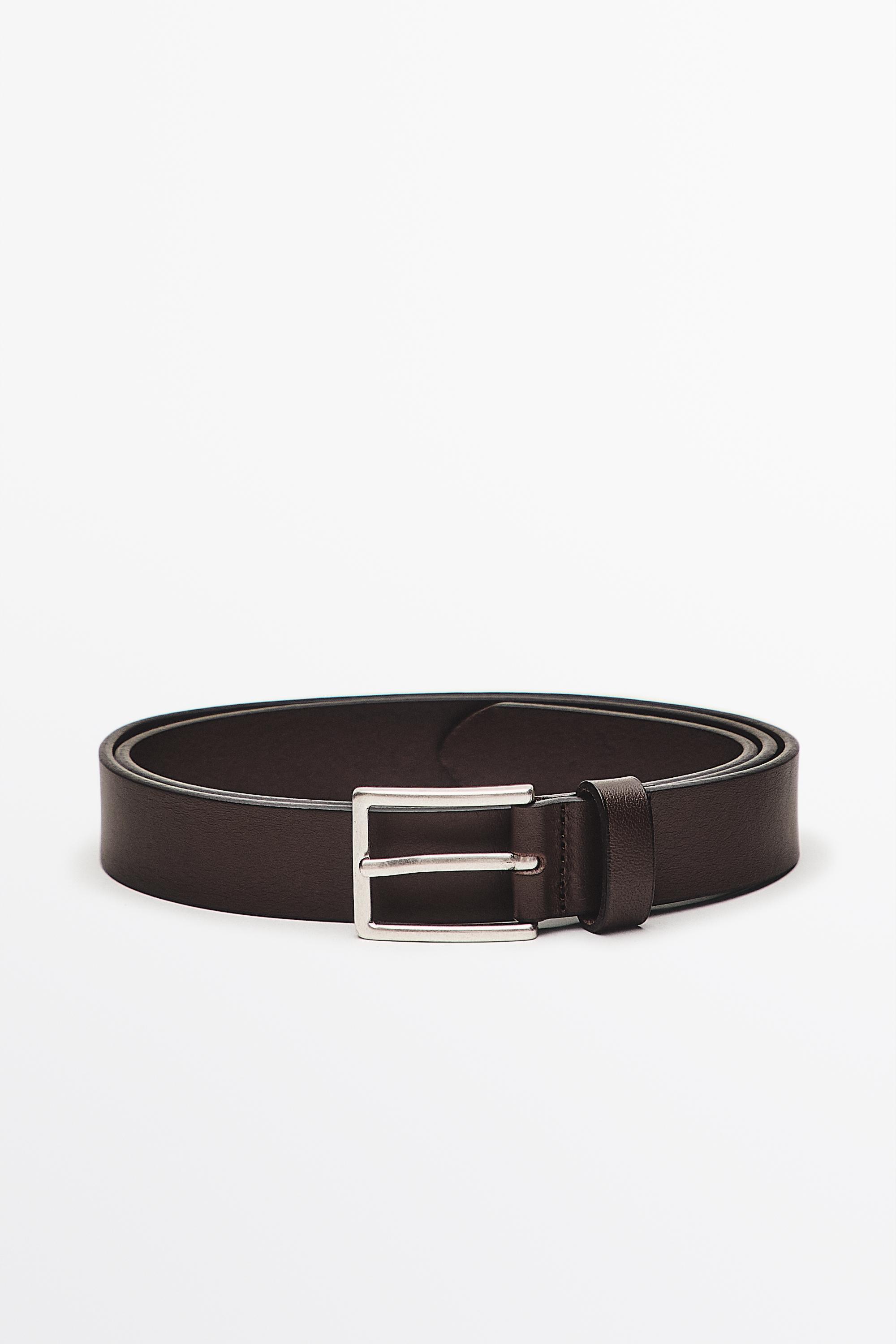 Nappa leather belt with rectangular buckle
