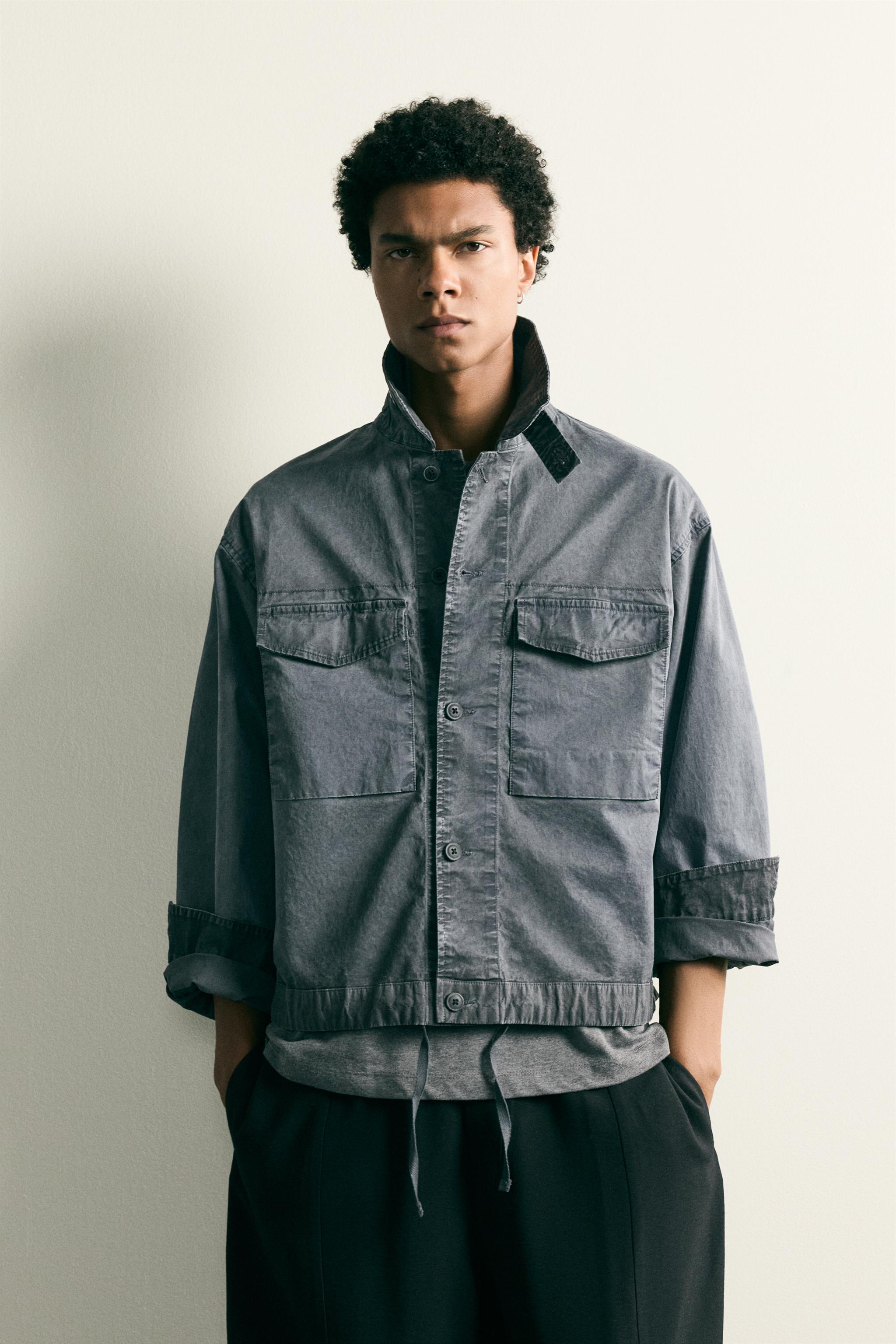 WASHED EFFECT CROPPED JACKET