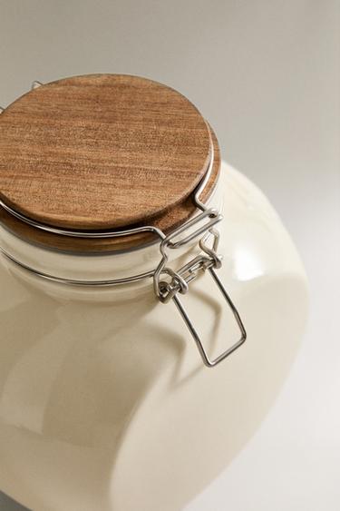 PORCELAIN AIRTIGHT JAR WITH LID - Cream by Zara - Image 2