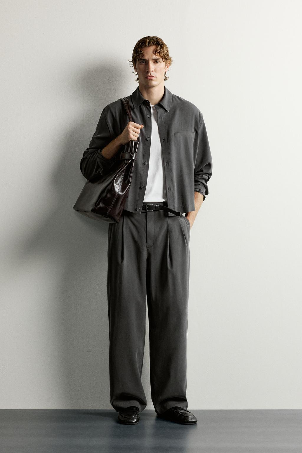 Zara Relaxed fit büzməli şalvar