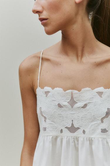 EMBROIDERED COTTON NIGHTDRESS - Ecru by Zara - Image 5