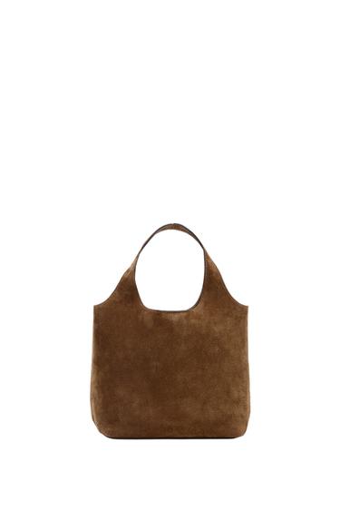 BOLSO PIEL MINI SHOPPER - Marrón de Zara