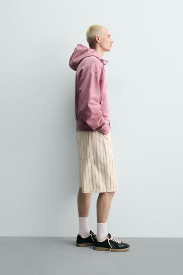 PINSTRIPE BAGGY FIT BERMUDA SHORTS - Ecru by Zara - Image 3