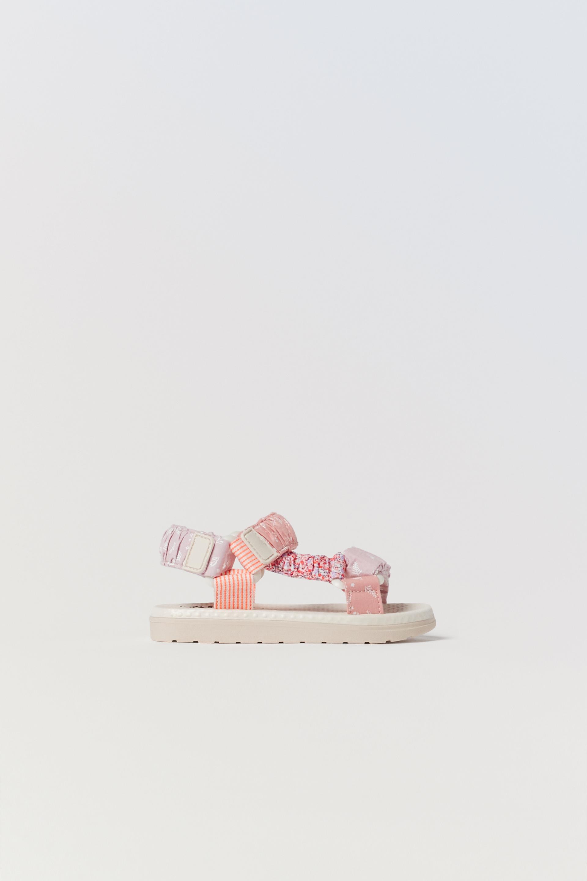 FLORAL CRISS-CROSS STRAP SANDALS - Pink | ZARA South Africa