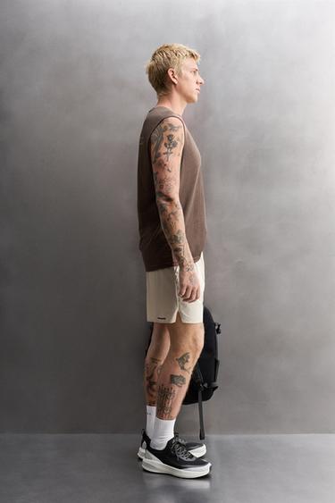 CAMISETA REGATA DE LINHO - ALGODÃO - Marrom da Zara