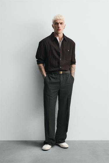 LIMITED EDITION STRIPED JACQUARD SHIRT - Brown by Zara