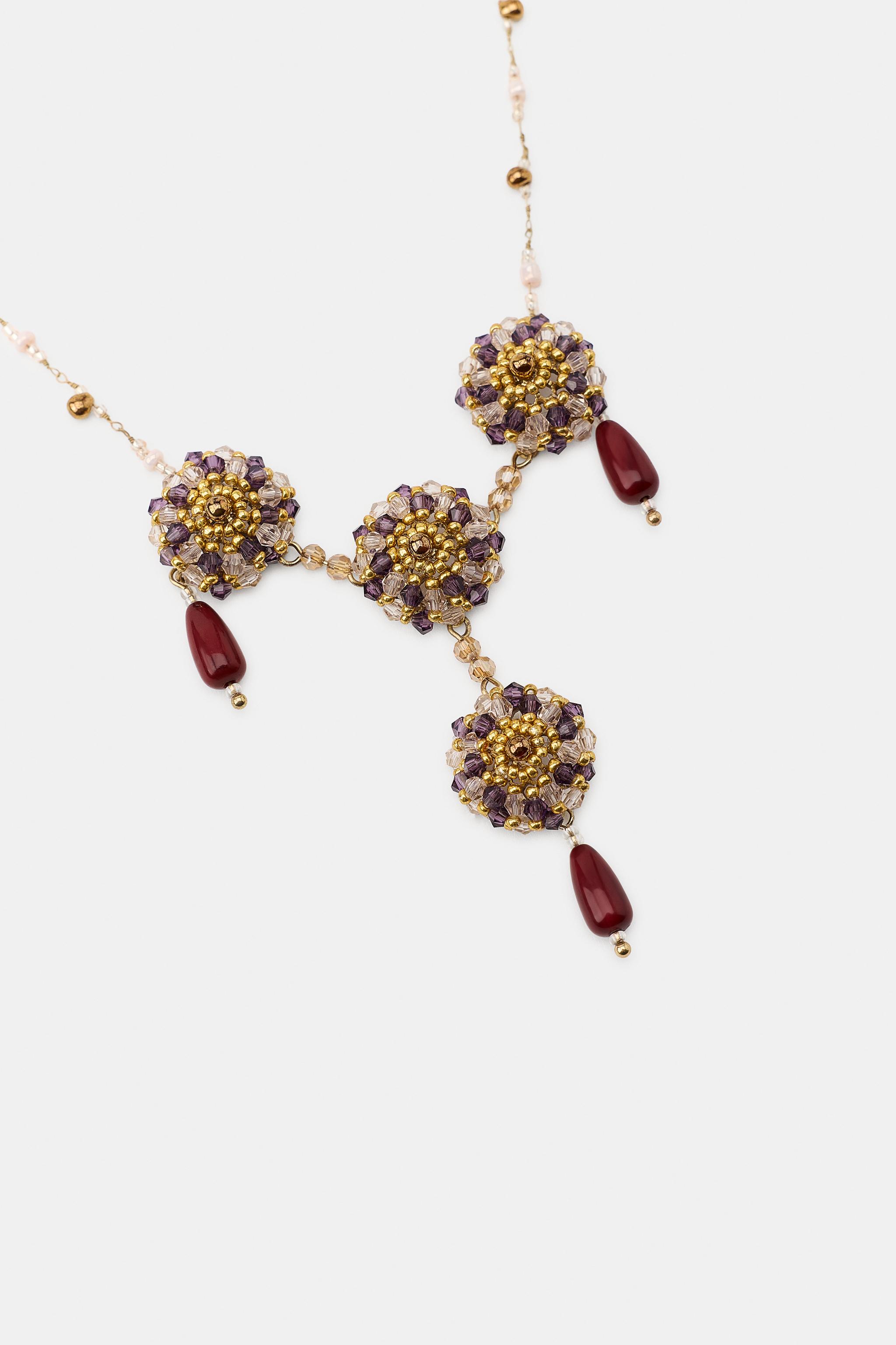 Женские аксессуары Zara RESIN BEAD CHOKER NECKLACE — фото 3