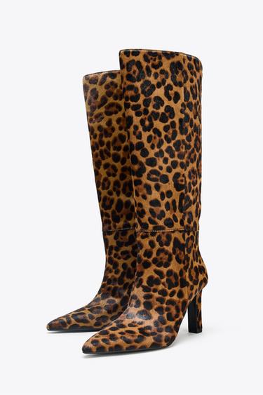 ANIMAL PRINT LEATHER AND SHEEPSKIN BOOTS - Leopard by Zara - Image 3