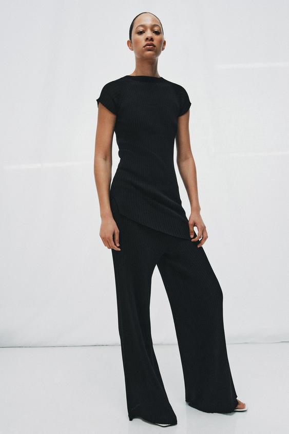 RIBBED WIDE LEG PANTS from Zara - $49.90