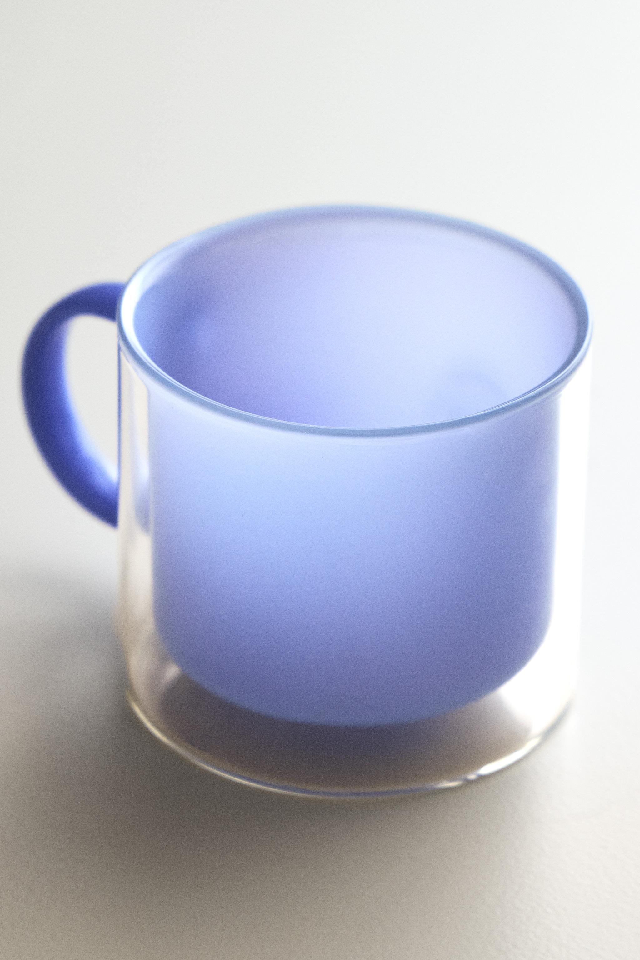 DOUBLE-WALLED BOROSILICATE GLASS MUG — Blue