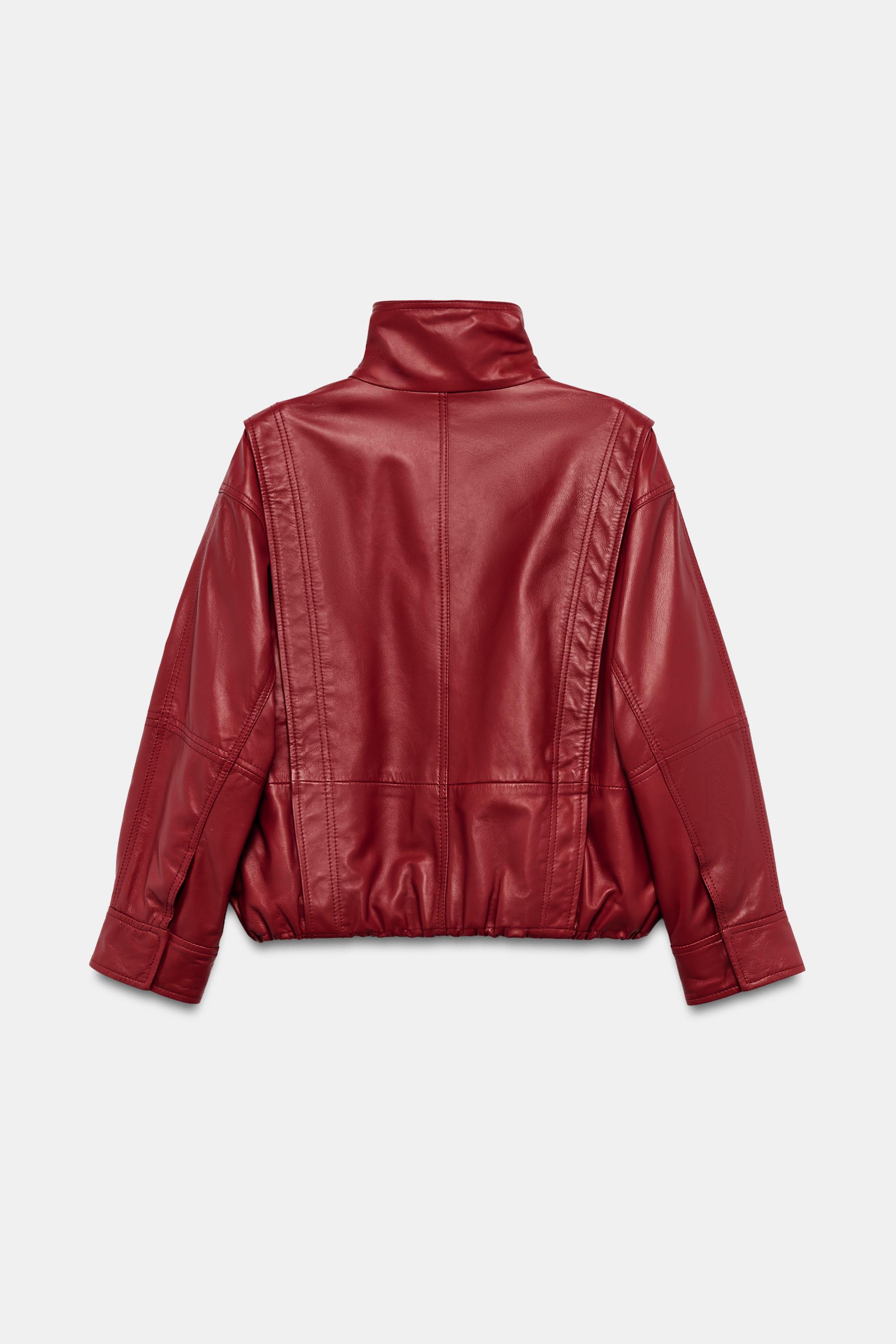 【お値段交渉可能】ZARA レザージャケット ライダース 赤色 ZW COLLECTION LEATHER JACKET - Red | ZARA United States