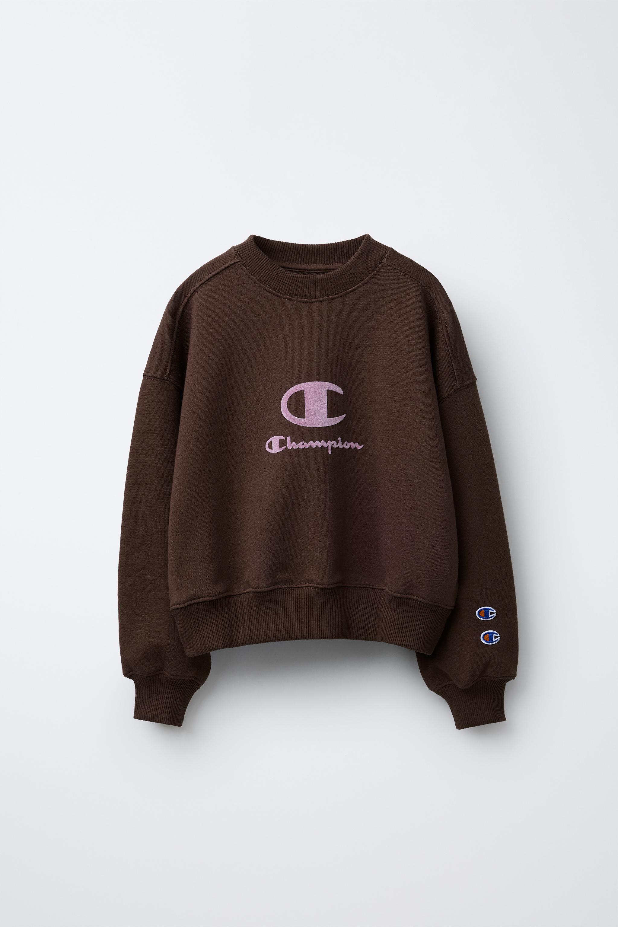 CHAMPION ® X ZARA FLOCKED TEXT SWEATSHIRT - Brown | ZARA