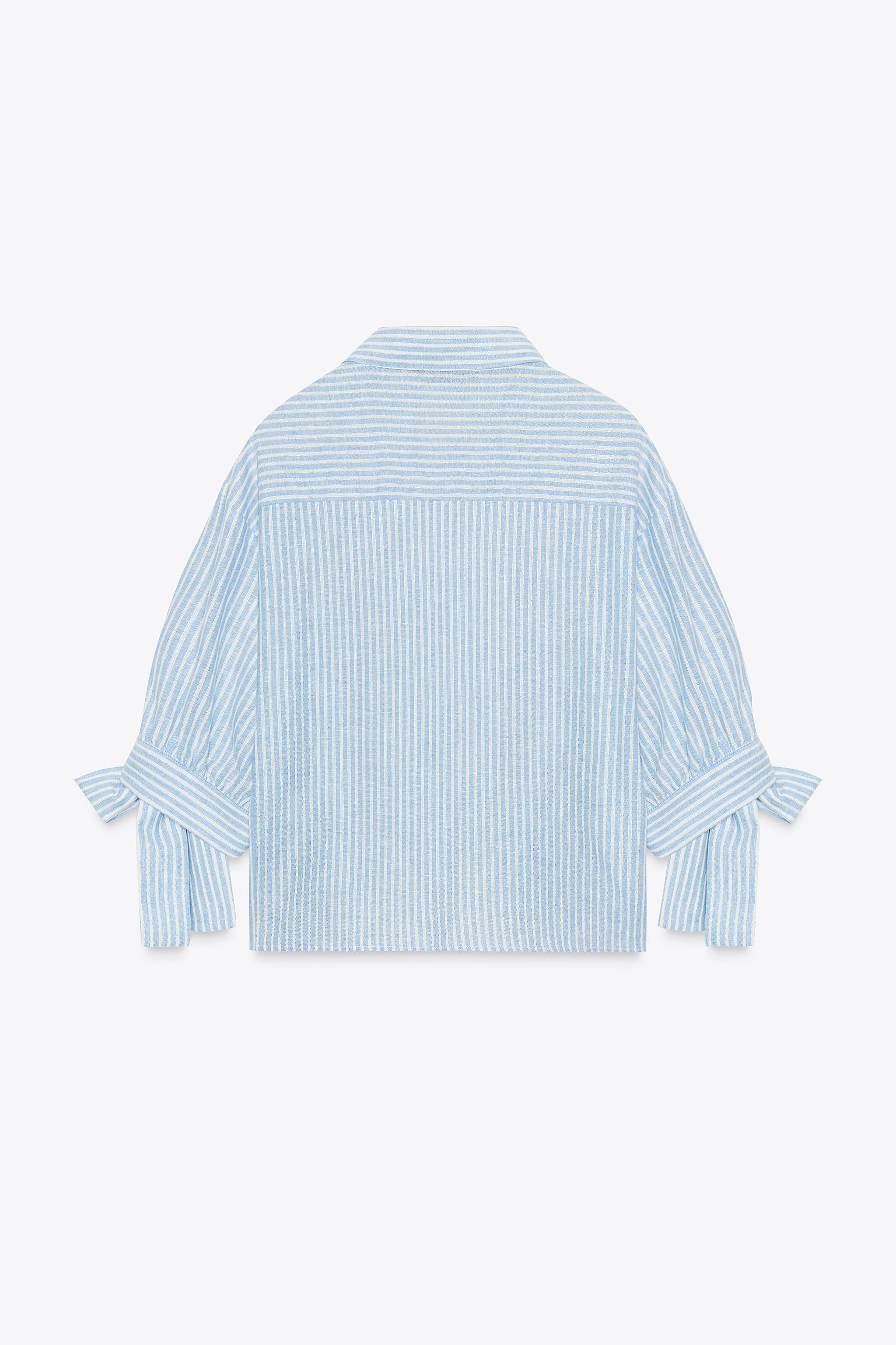 CHEMISE RAYURES LACETS AVEC LIN