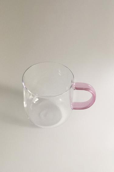 TASSE BOROSILICATE ANSE COLORÉE - Rose de Zara - Image 1