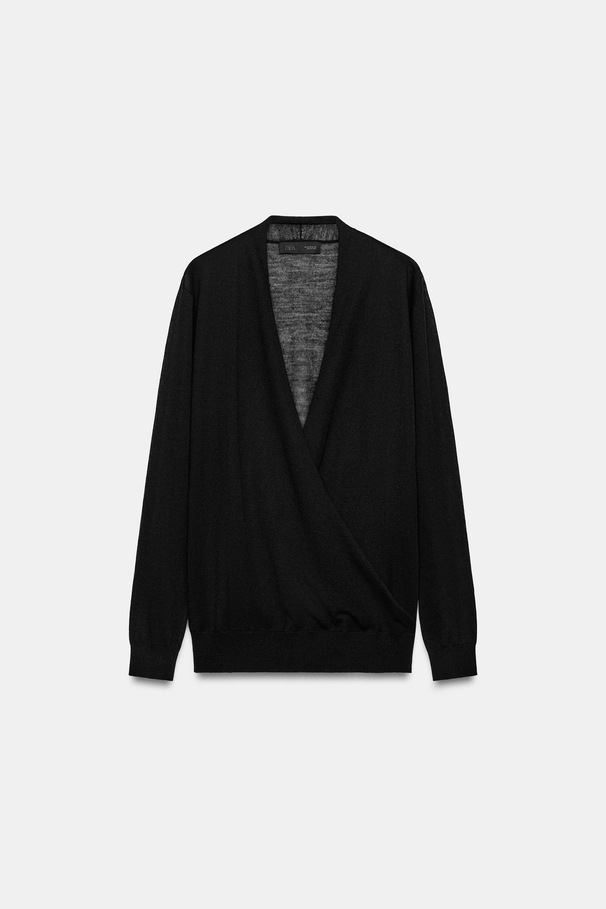 CROSS-FRONT DRAPED-NECK KNIT JUMPER
