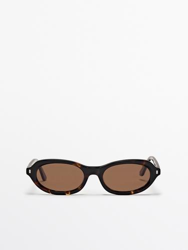 Zara Tortoiseshell-effect mini oval sunglasses - Brown - Image 0