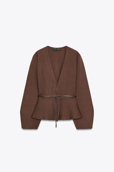 CARDIGAN WITH BELT - Chocolate by Zara - Image 3