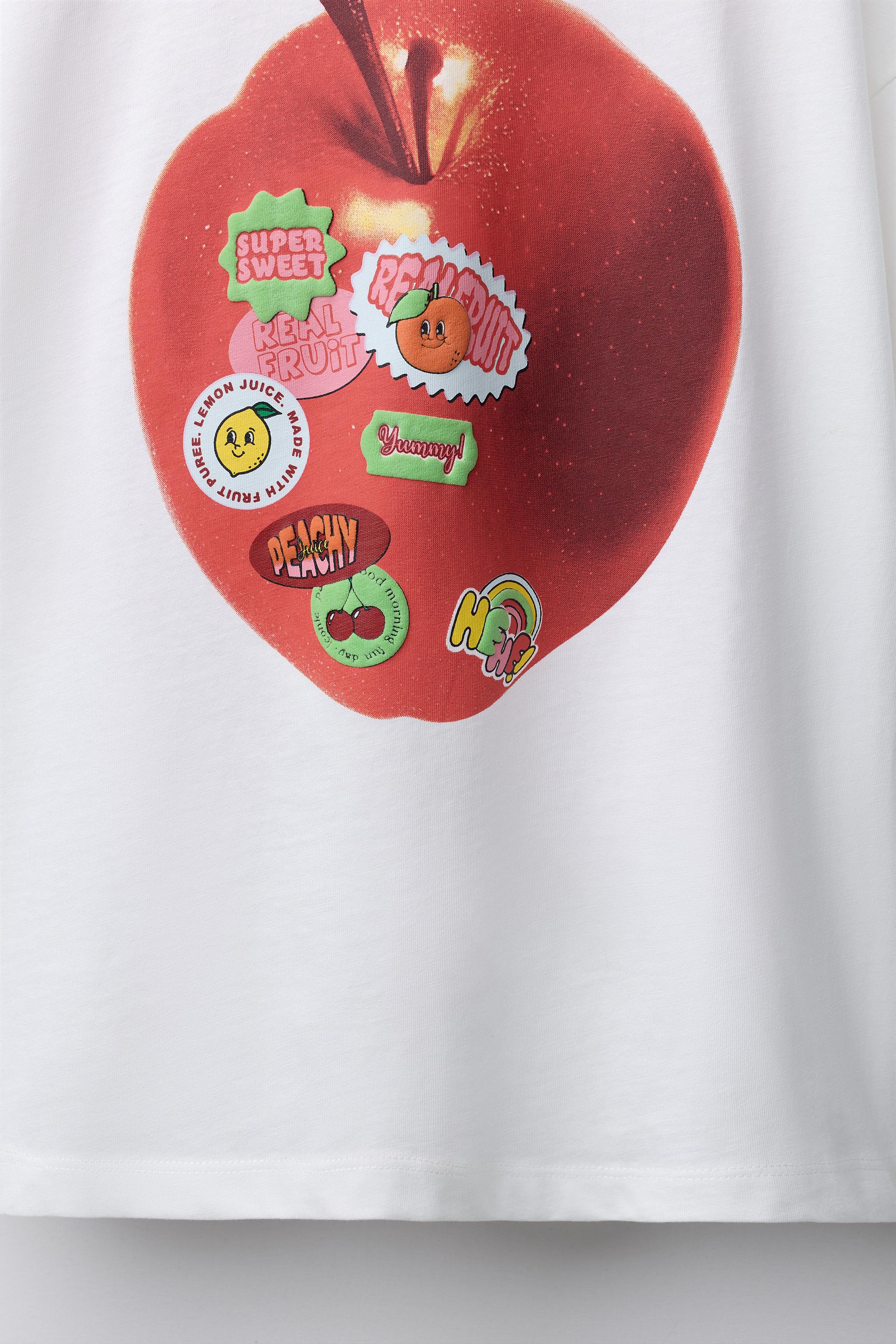 APPLE LABEL PRINT T-SHIRT - Oyster-white | ZARA South Africa