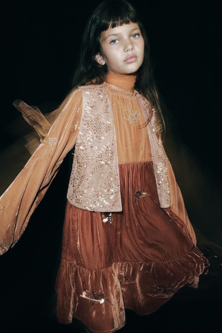 スパンコール＆ビーズベスト - カッパー | ZARA Japan / 日本