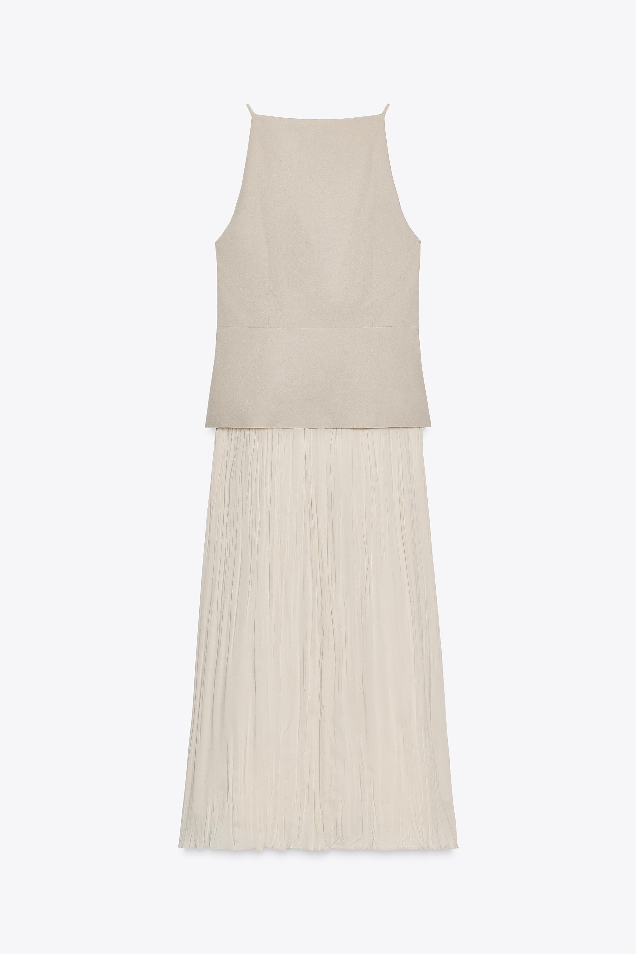 PLEATED SKIRT MIDI WAISTCOAT DRESS