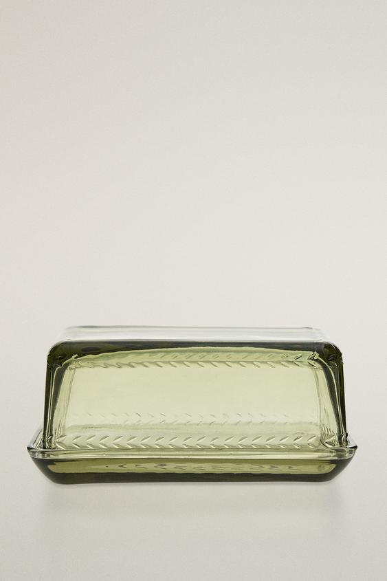 BEURRIER EN VERRE NOËL - Vert de Zara - Image 0