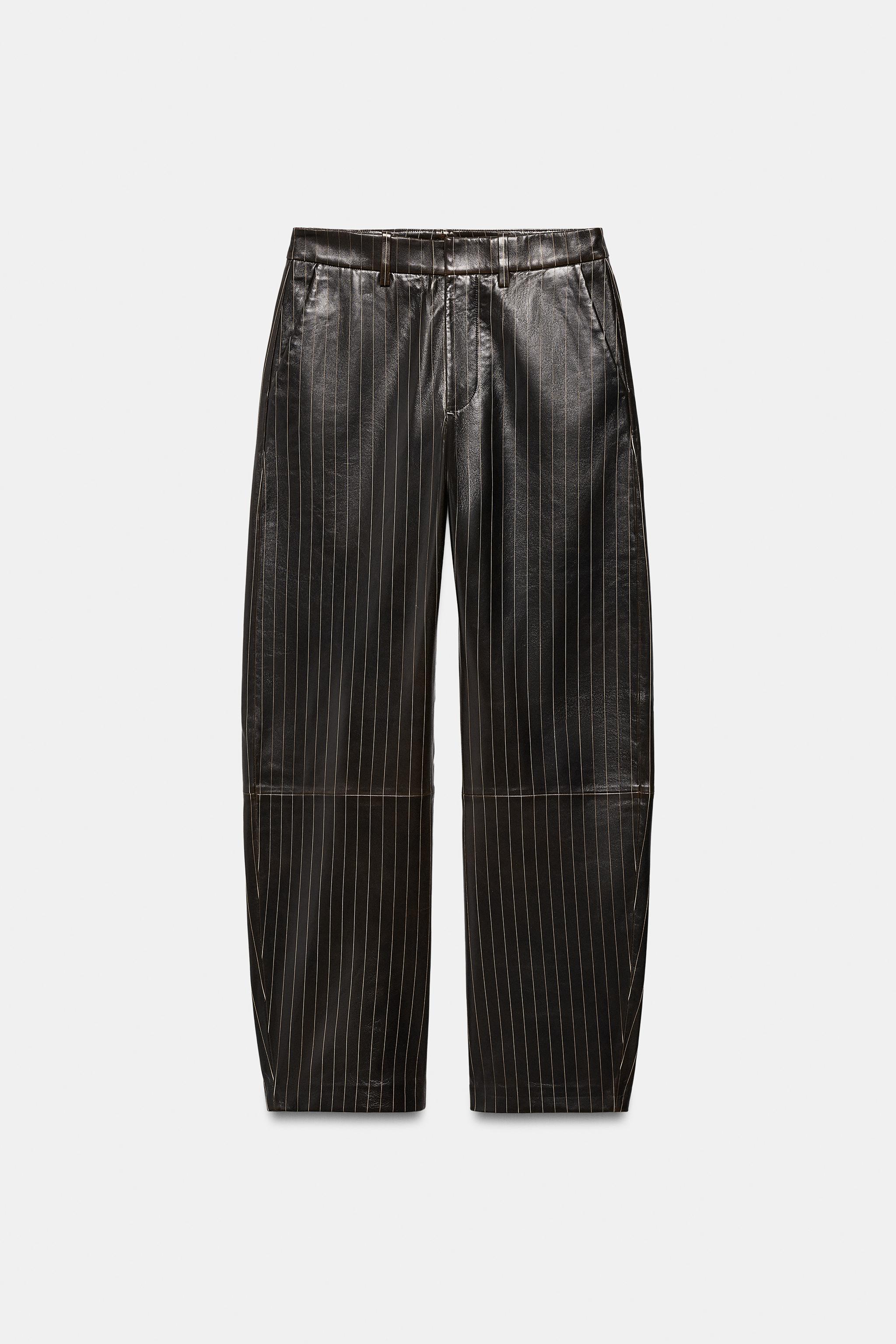 STRIPED LEATHER PANTS ZW COLLECTION LIMITED EDITION