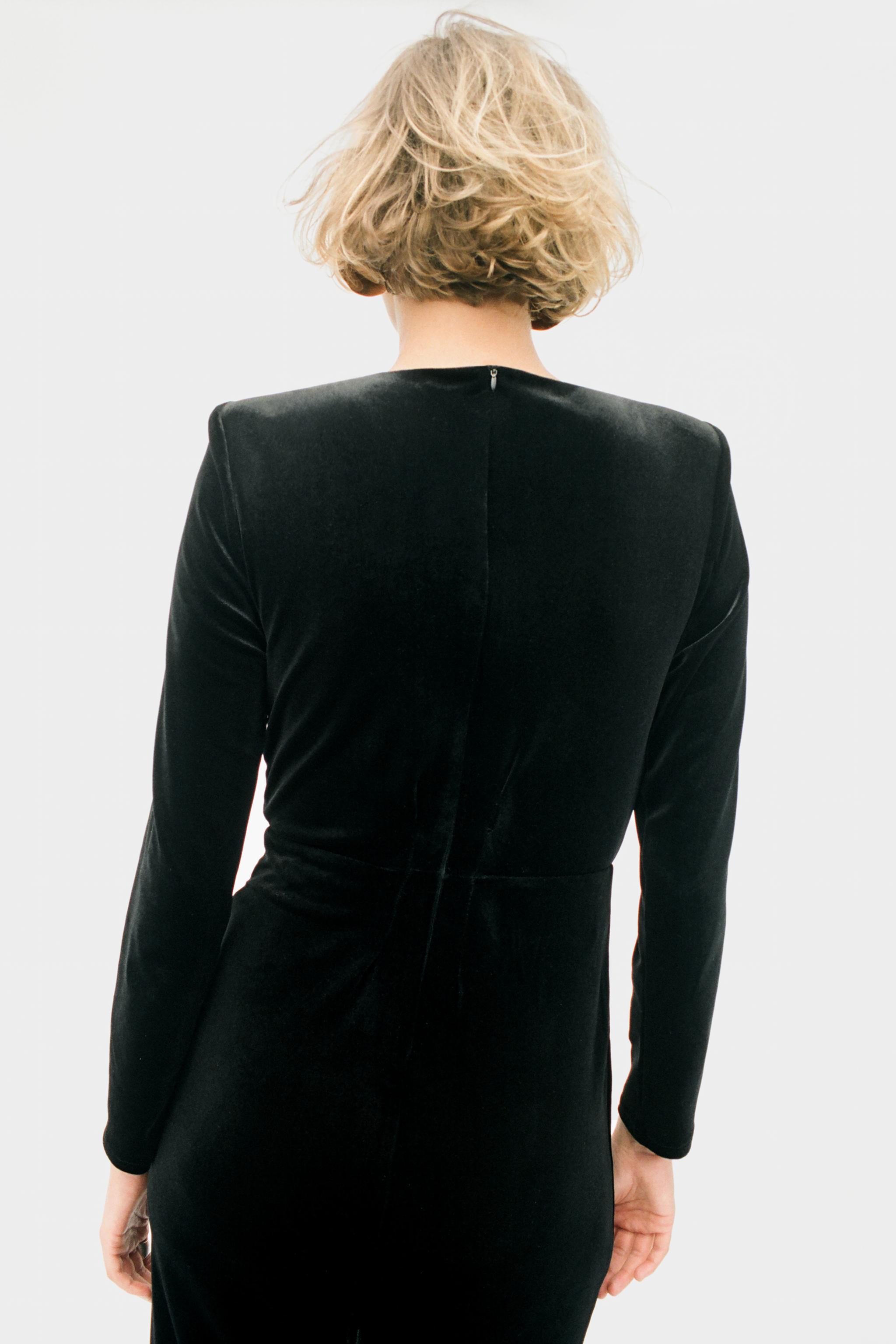 SHINY VELVET APPLIQUÉ MIDI DRESS