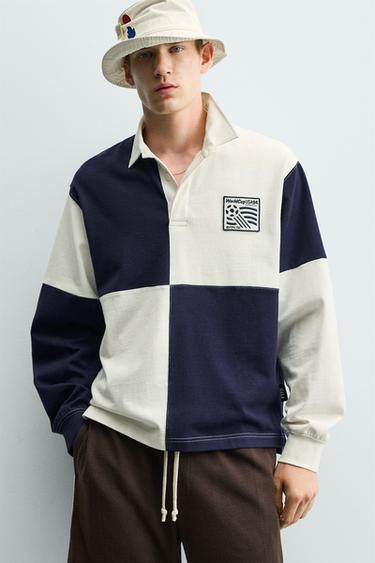 Zara COLOR BLOCK USA 94 FIFA WORLD CUP™ FIFA CLASSICS POLO SHIRT - Navy blue