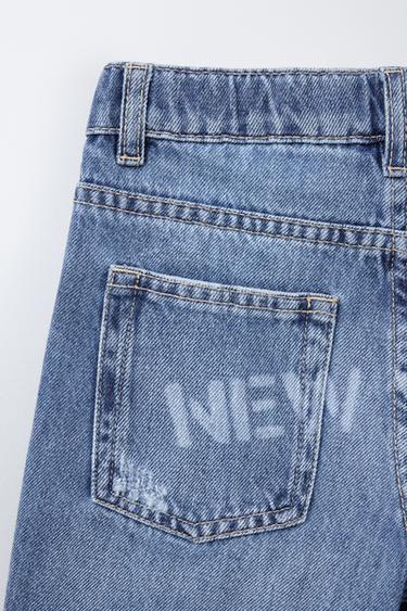 BERMUDA EN DENIM INSCRIPTION IMPRIMÉE - Bleu de Zara - Image 3