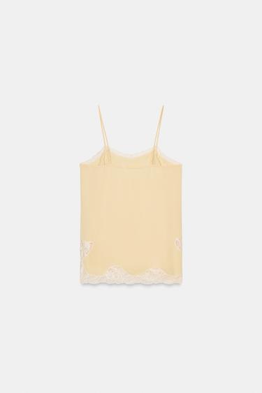 ZW COLLECTION LACE CAMISOLE TOP - Light yellow by Zara - Image 5